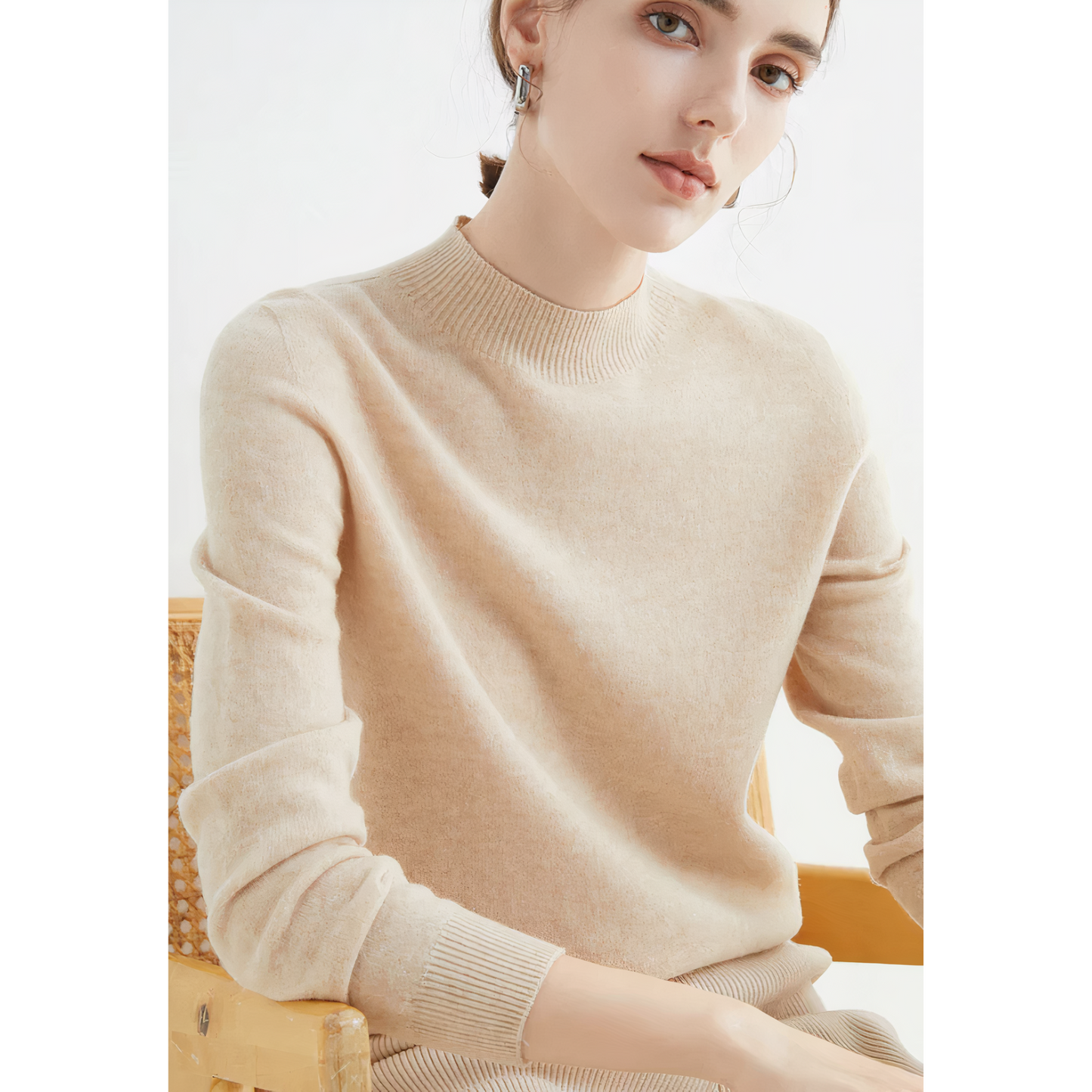 Womens Mock Neck Sweater Pullover Luxurious Comfort Classic Fit Office To Weekend
