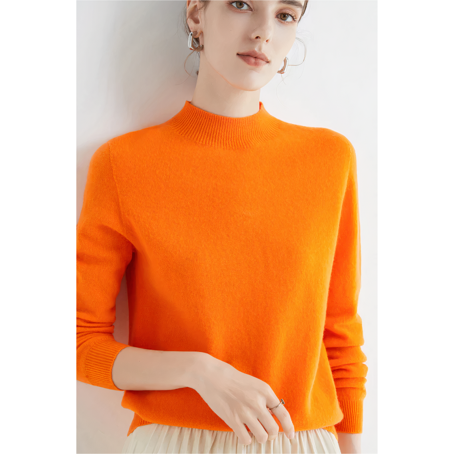 Womens Mock Neck Sweater Pullover Luxurious Comfort Classic Fit Office To Weekend