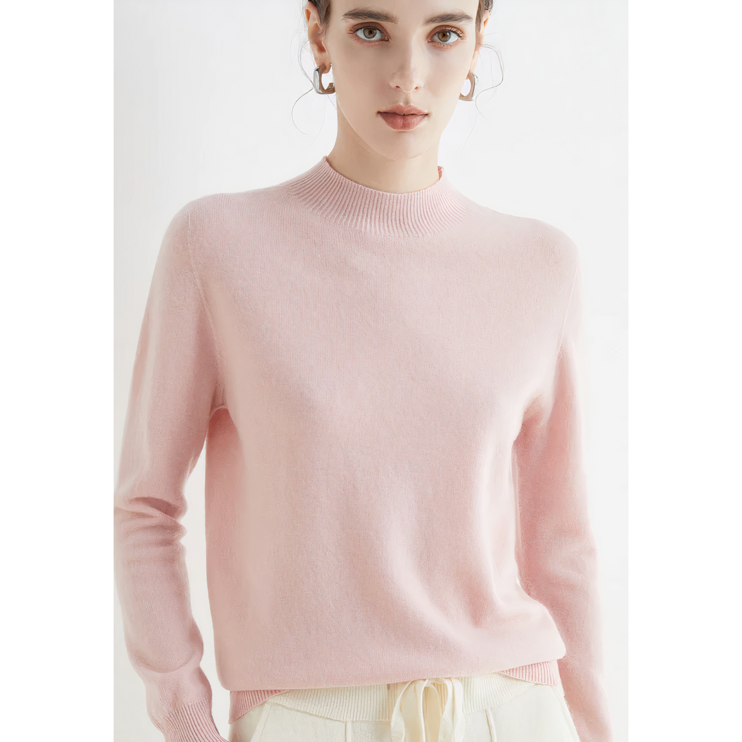 Womens Mock Neck Sweater Pullover Luxurious Comfort Classic Fit Office To Weekend