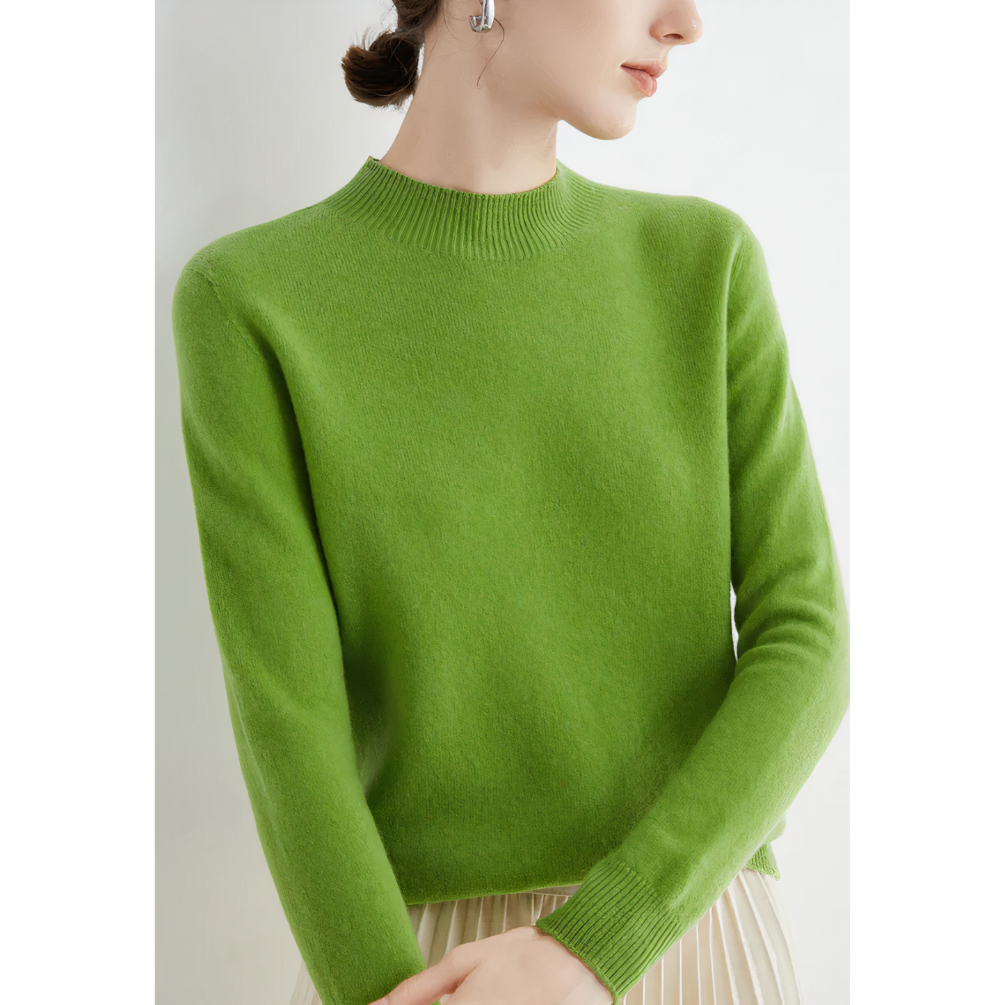 Womens Mock Neck Sweater Pullover Luxurious Comfort Classic Fit Office To Weekend
