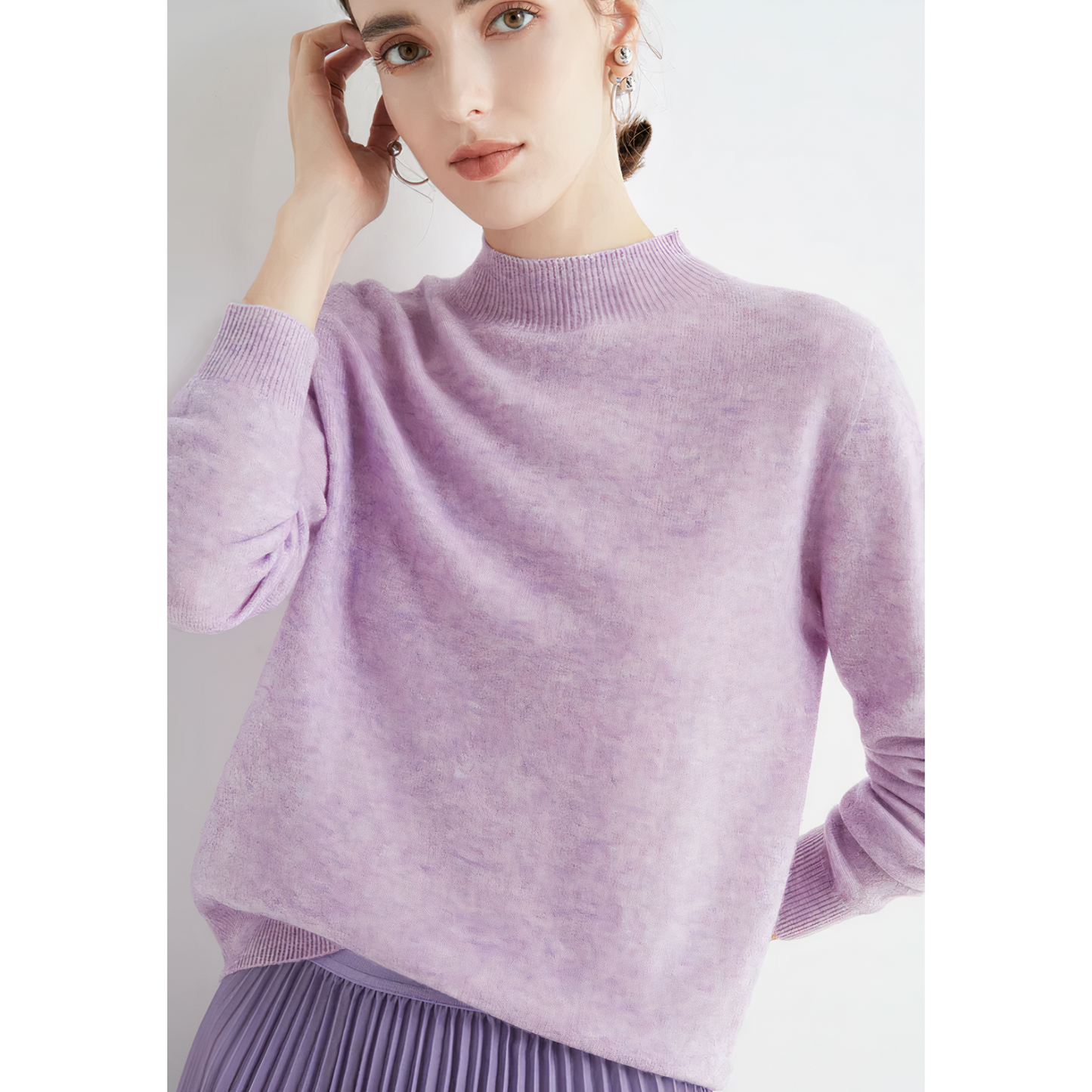 Womens Mock Neck Sweater Pullover Luxurious Comfort Classic Fit Office To Weekend
