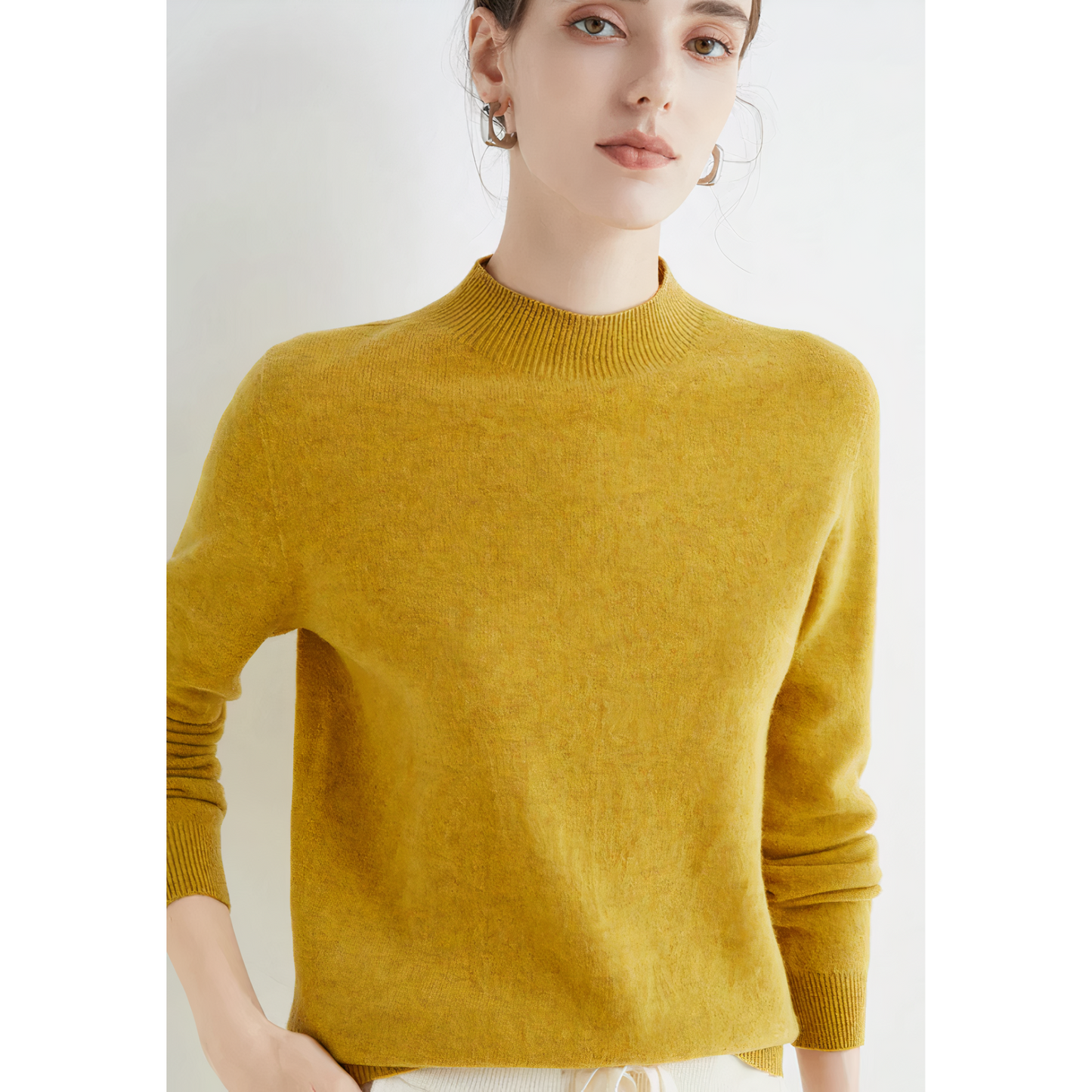 Womens Mock Neck Sweater Pullover Luxurious Comfort Classic Fit Office To Weekend