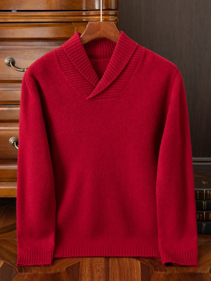 Men's Premium Merino Wool V-Neck Pullover For Cold Weather Ultra Warm Breathable Comfort
