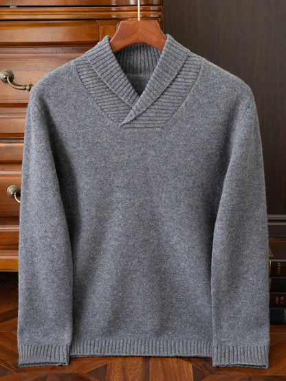 Men's Premium Merino Wool V-Neck Pullover For Cold Weather Ultra Warm Breathable Comfort
