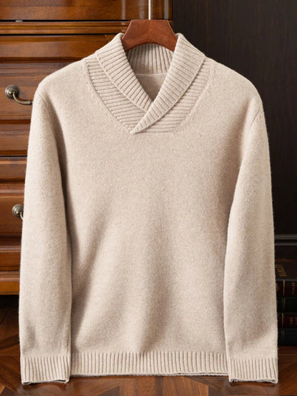 Men's Premium Merino Wool V-Neck Pullover For Cold Weather Ultra Warm Breathable Comfort