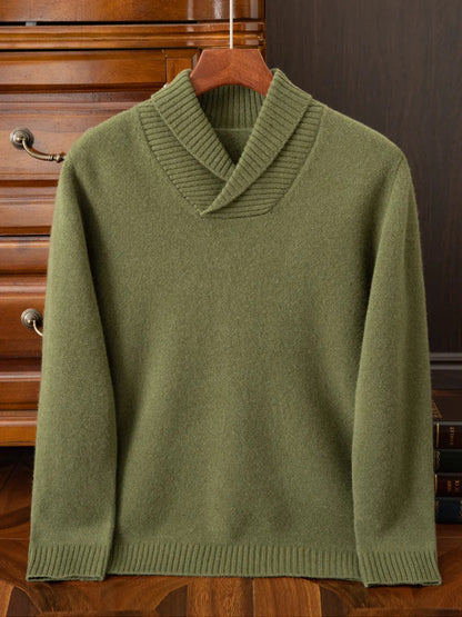 Men's Premium Merino Wool V-Neck Pullover For Cold Weather Ultra Warm Breathable Comfort