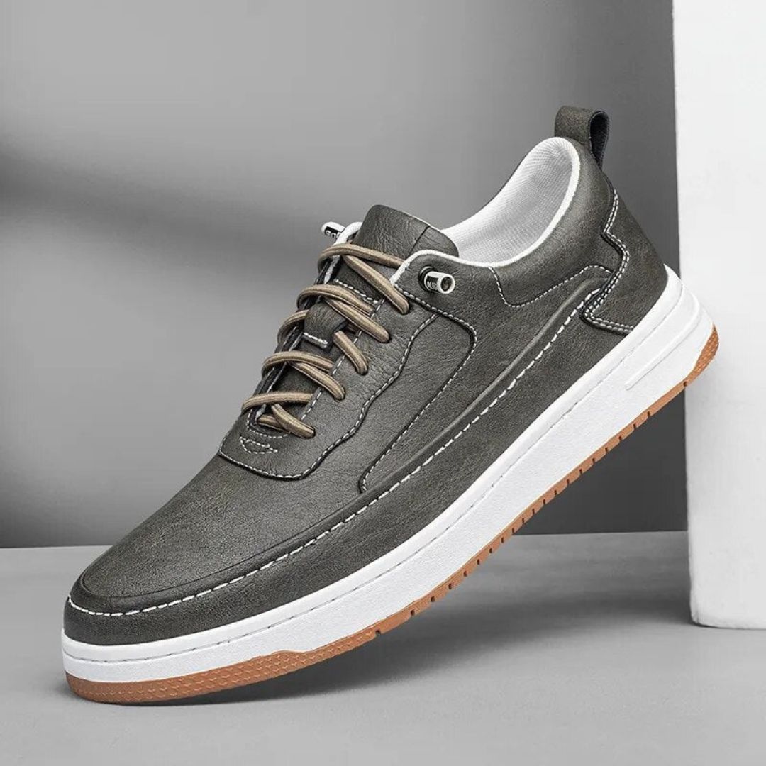 TrendAura Keiran Cow Leather Sneakers For Men Lightweight Low Top With Reinforced Heel