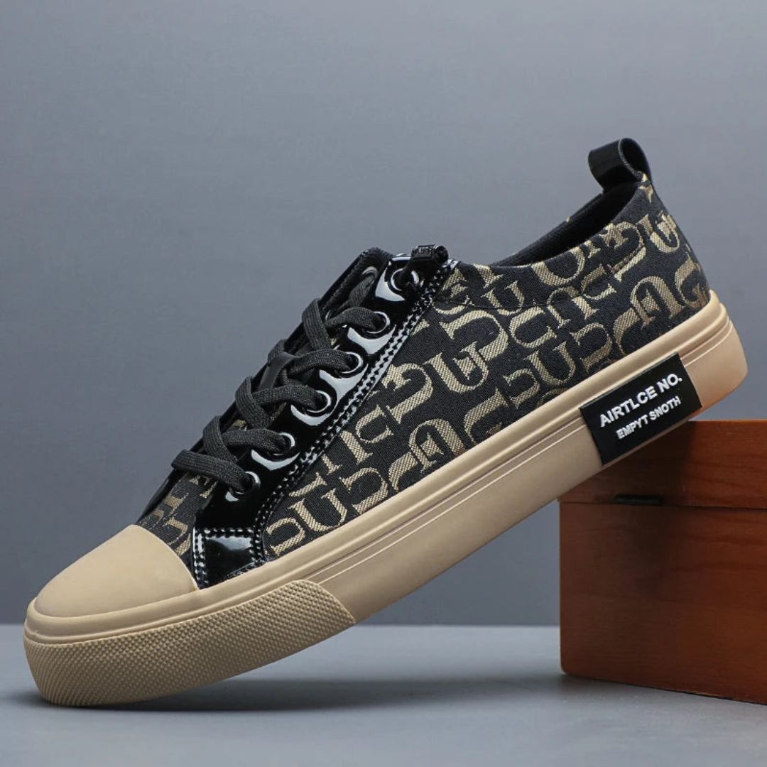 Keiran Typewalk Sneakers For Men With All Over Type Print Flexible Sole Padded Collar And Tongue Streetwear Style