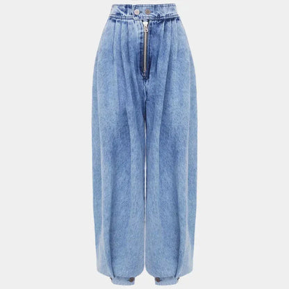 Kendall High-Waisted Harem Jeans With Balloon Leg Silhouette And Adjustable Ankle Cuffs Denim Pants