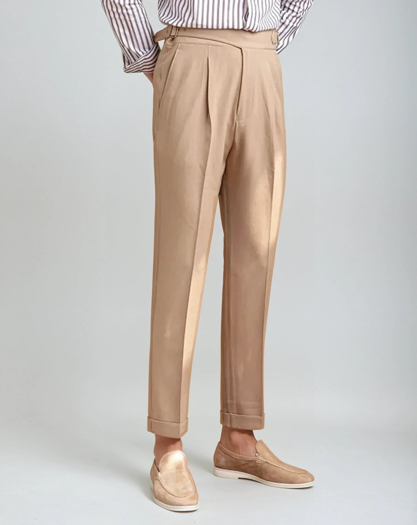 Daniel High-Waist Pleated Trousers for Men – Tailored Elegance with Side Adjusters