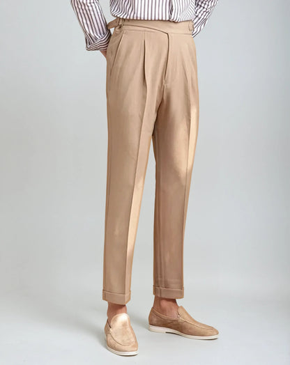 Daniel High-Waist Pleated Trousers for Men – Tailored Elegance with Side Adjusters