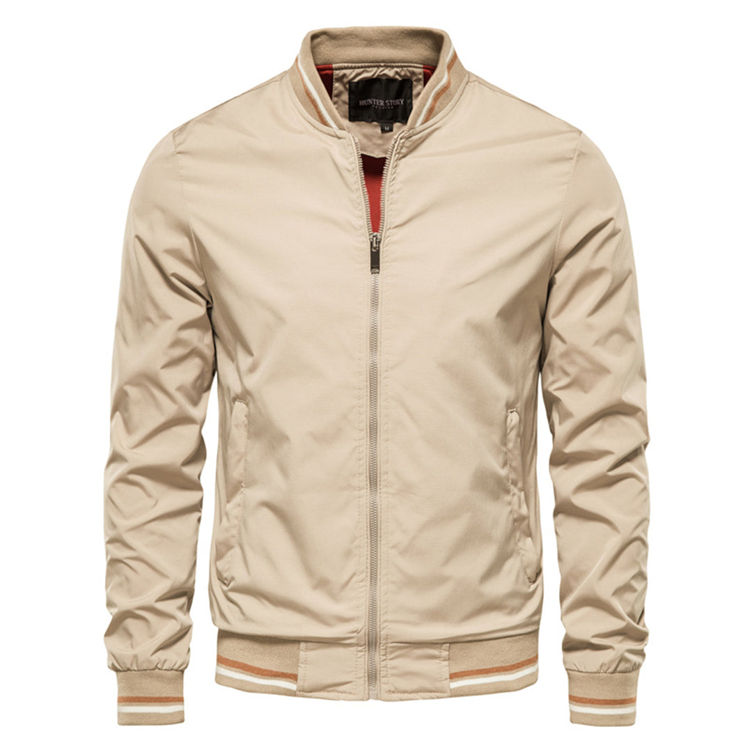 Charles Olive Green Bomber Jacket For Men Trendy Modern Streetwear Zip Front Casual Coat