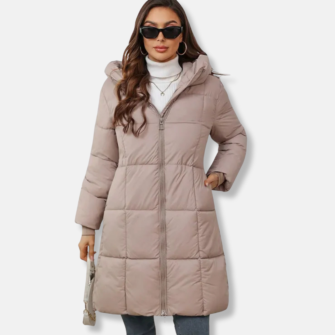 Women’s Puffer Coat - Quilted - Insulated - Hooded - Above Knee Length