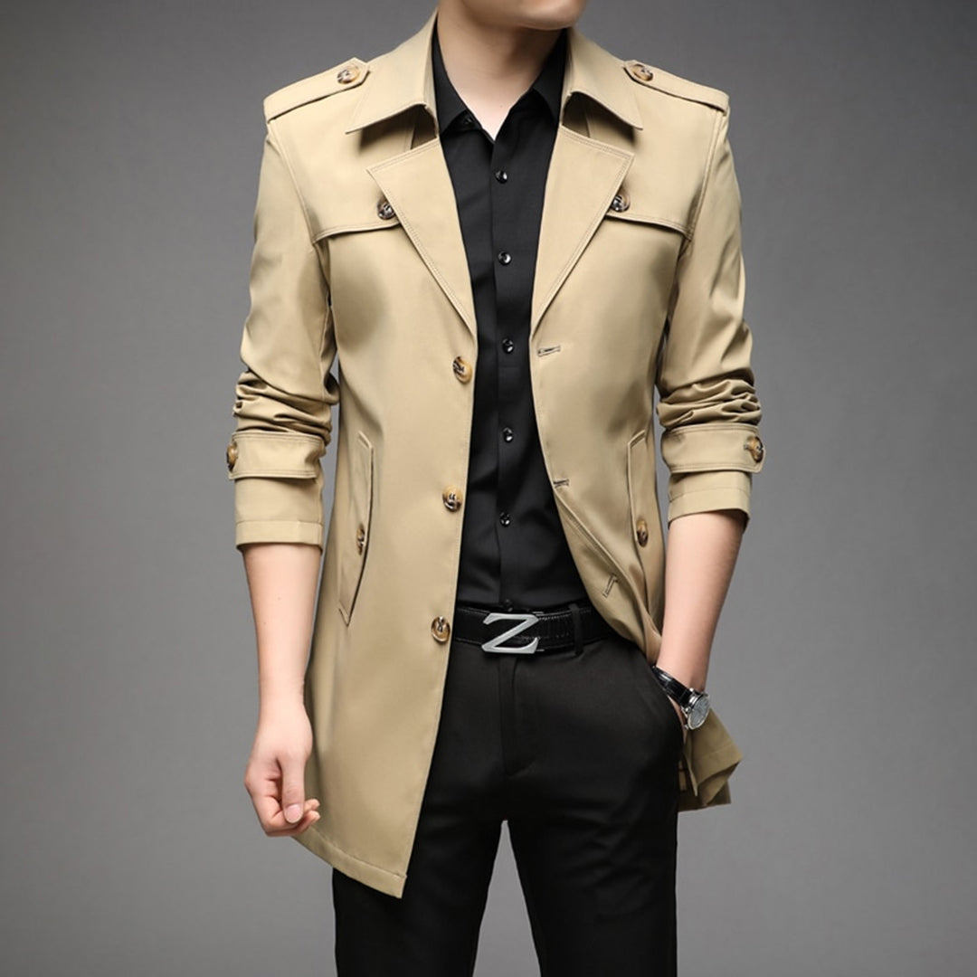 Richard Men's Single Breasted Lightweight Trench Coat Versatile Transitional Weather Outerwear by TrendAura