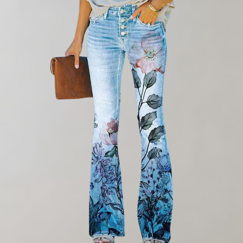 Kjellfrid Flared Jeans For Women Vibrant Prints And All Day Comfort Ideal For Summer Days