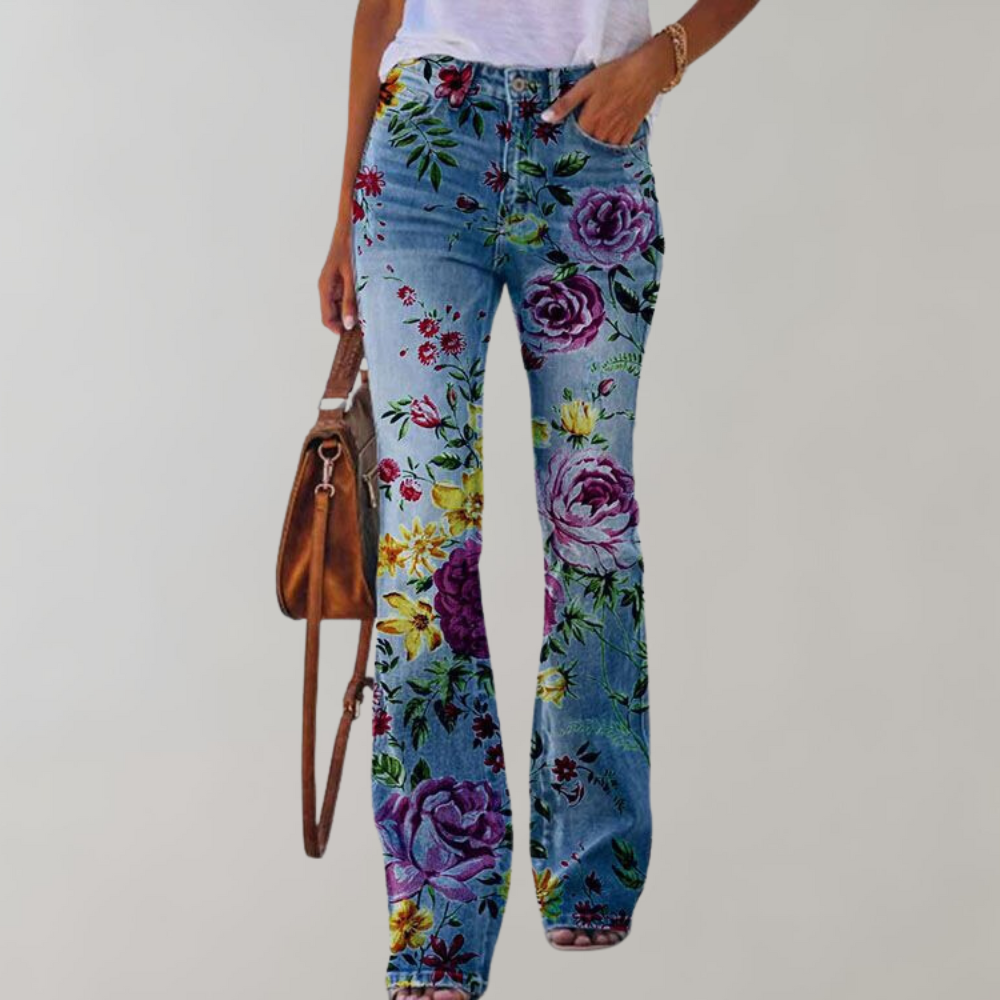 Kjellfrid Flared Jeans For Women Vibrant Prints And All Day Comfort Ideal For Summer Days