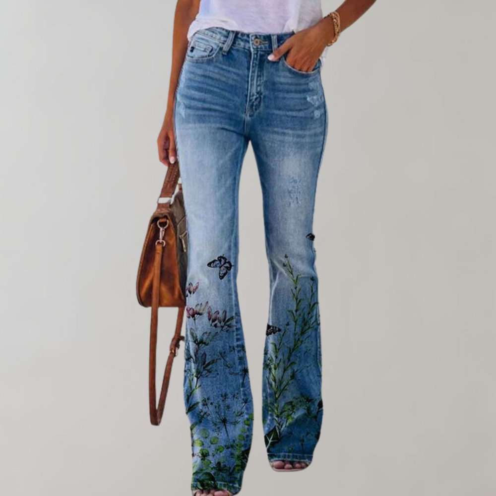 Kjellfrid Flared Jeans For Women Vibrant Prints And All Day Comfort Ideal For Summer Days