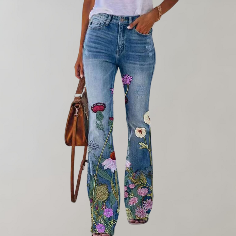Kjellfrid Flared Jeans For Women Vibrant Prints And All Day Comfort Ideal For Summer Days