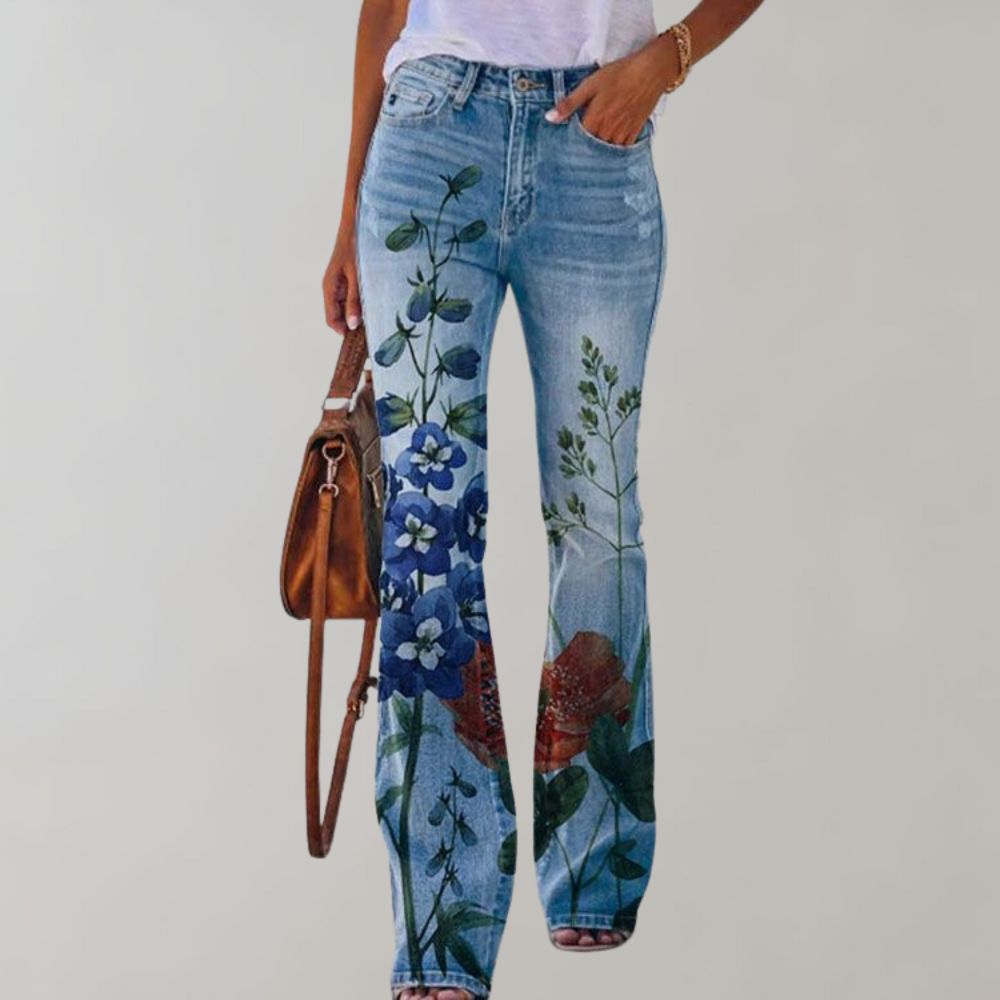 Kjellfrid Flared Jeans For Women Vibrant Prints And All Day Comfort Ideal For Summer Days