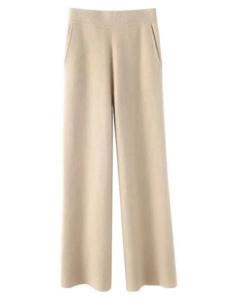 Womens Stylish Wide Leg Pants | Ribbed Knit