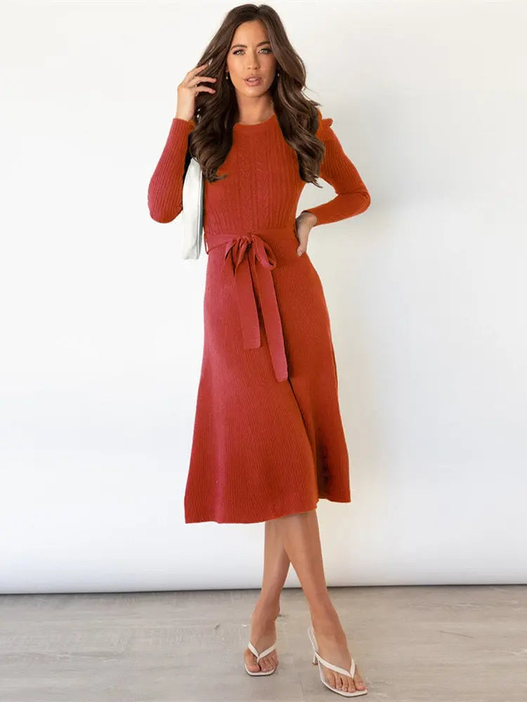 Knitted Midi Dress for Women – Cozy & Chic Style