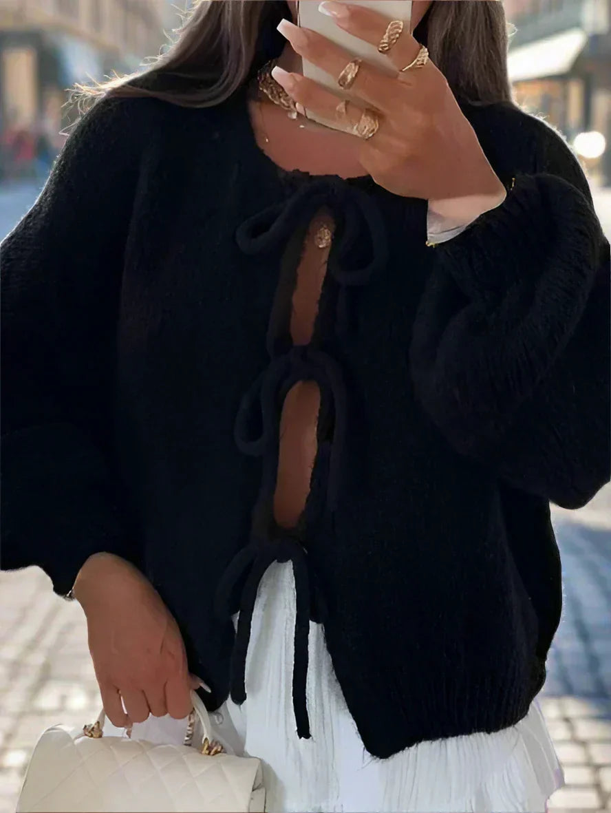 Jasmine | Women’s Chunky Winter Knotted Front Cardigan