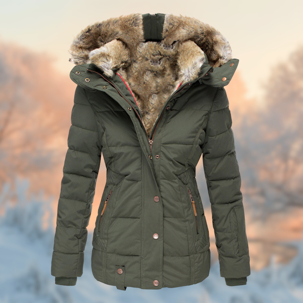 Women's winter coat in warm and elegant cotton with hood