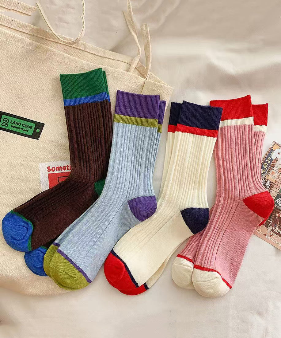 Chaussettes mi-mollet style coréen colorblock printemps-automne - TrendAura