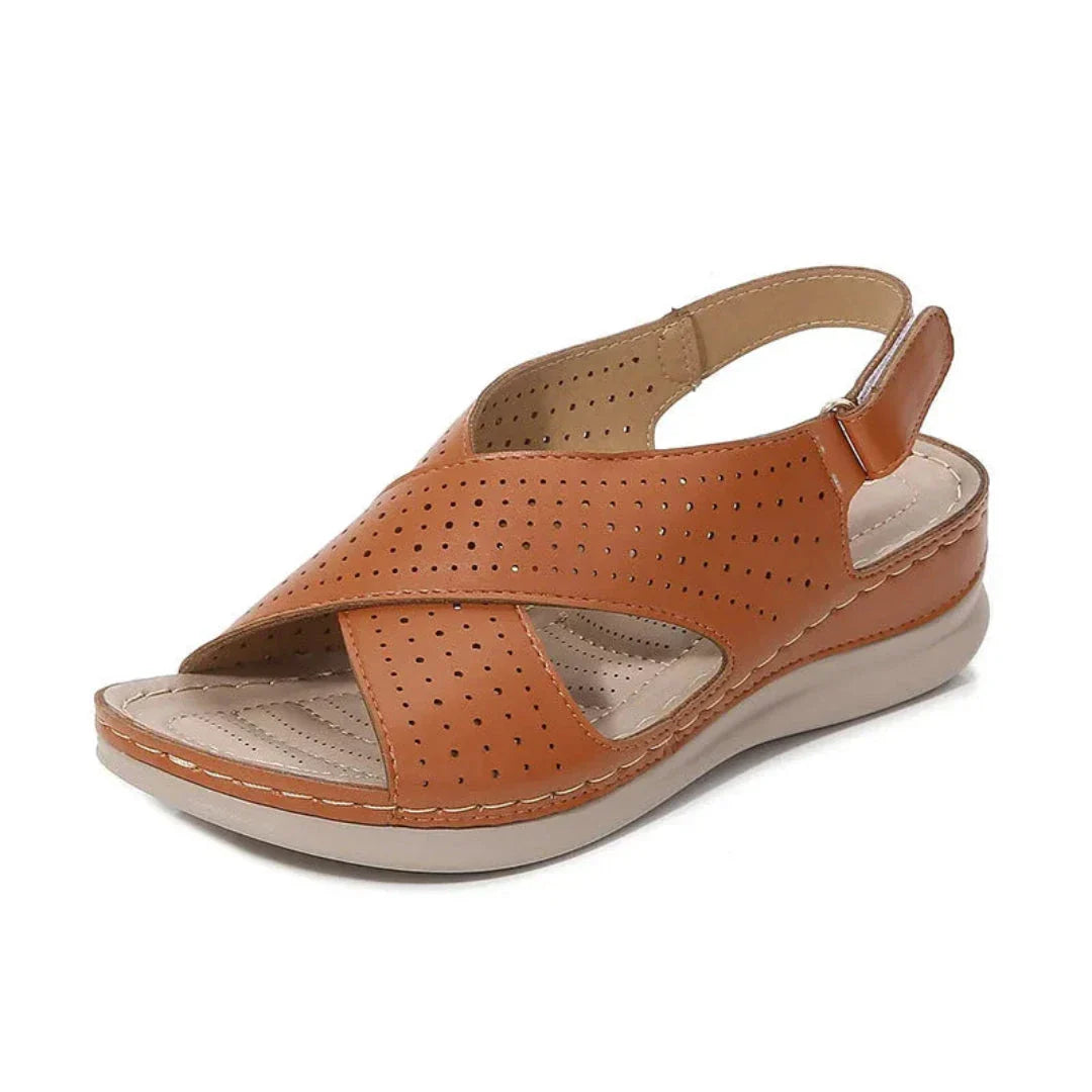 Kristen Cross Strap Faux Leather Sandal