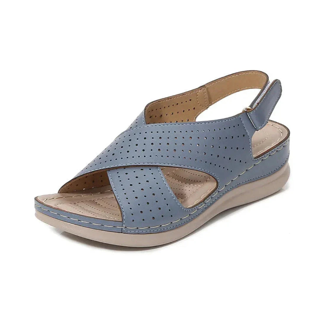 Kristen Cross Strap Faux Leather Sandal