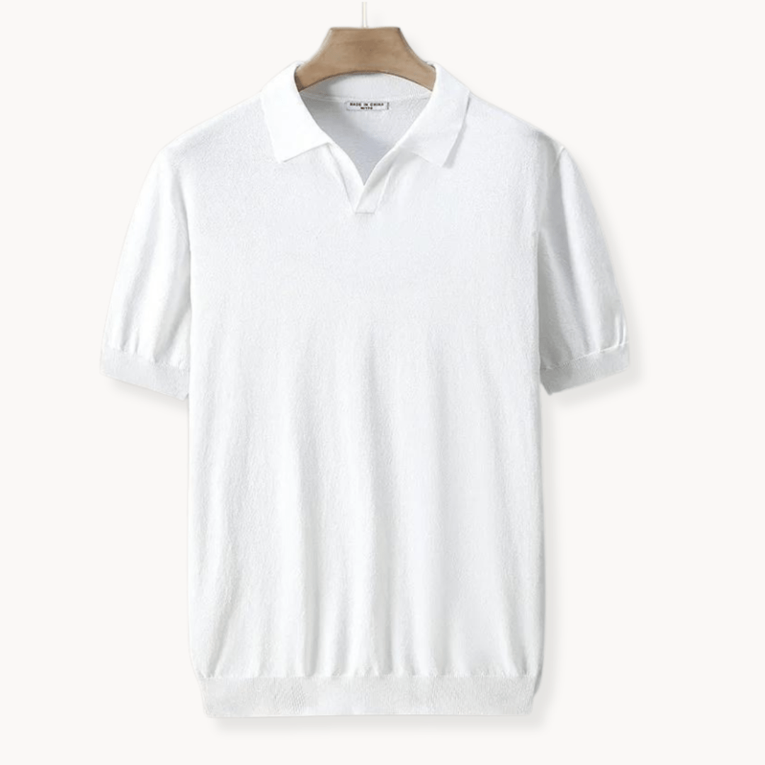 Short-sleeve knitted polo for men