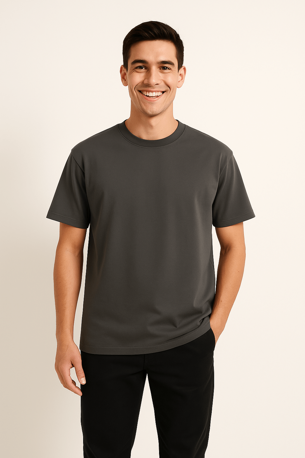 Short-sleeve T-shirt with crew neck