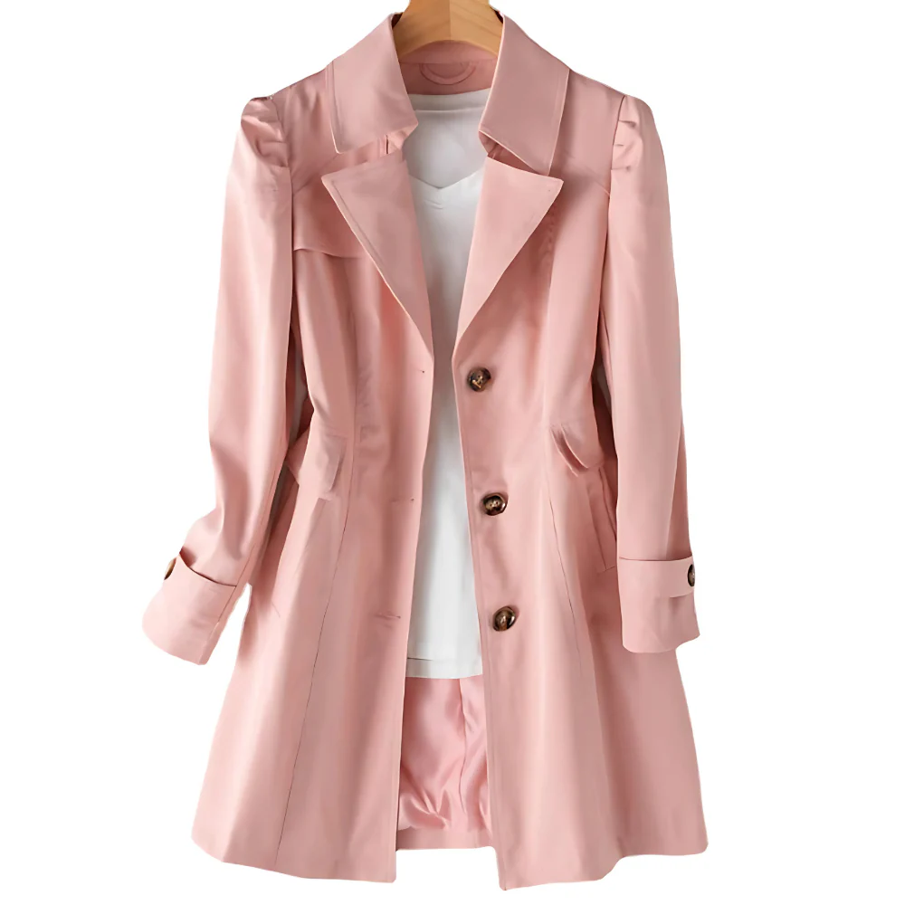 Women's Trench Coat Timeless Midseason With Classic Collar And Adjustable Cuffs For Everyday Wear