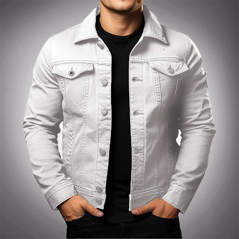 TrendAura Mens Denim Jacket Structured Fit With Button Closure Classic Collar Breathable Design