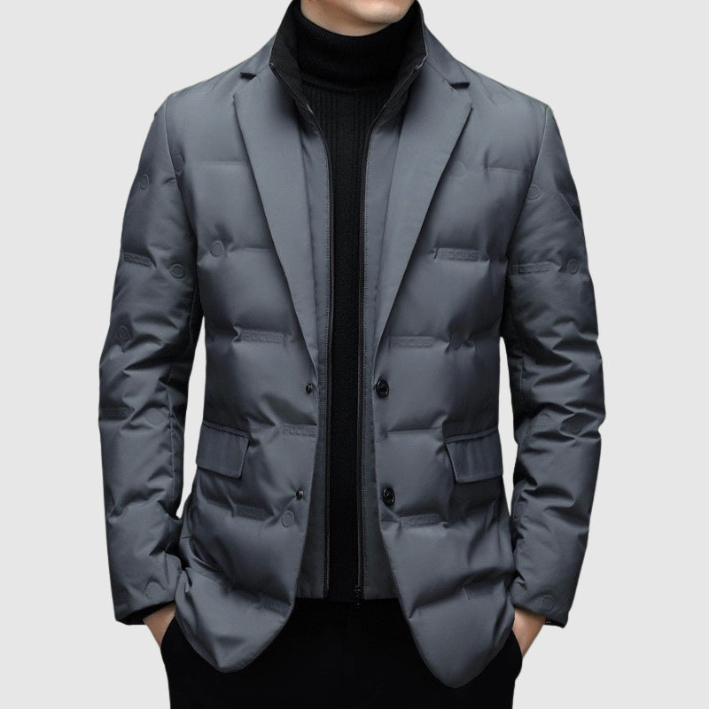 Owen Duck Down Insulated Puffer Blazer With Tailored Fit Lightweight Warm Winter Coat For Men By TrendAura