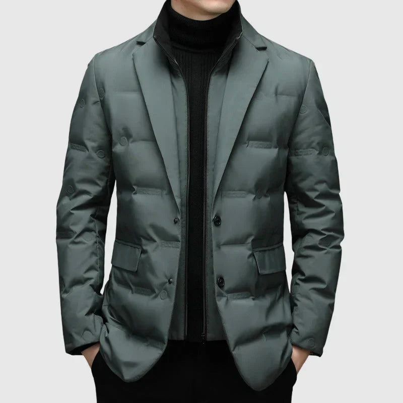 Nordisk Flair Men's Quilted Jacket Tailored Fit Blazer Style Notched Lapel Two Button Closure
