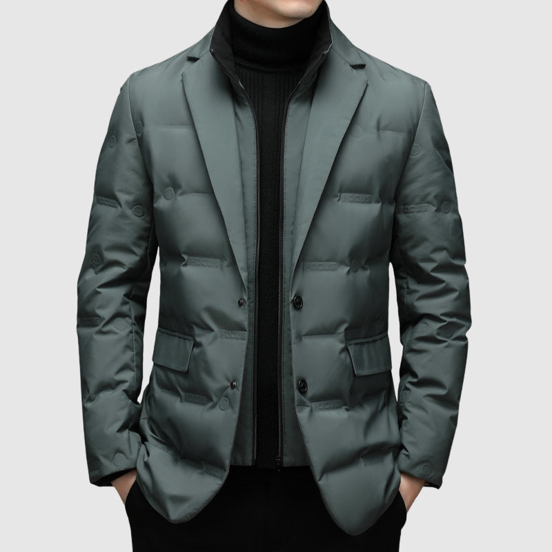 Owen Duck Down Insulated Puffer Blazer With Tailored Fit Lightweight Warm Winter Coat For Men By TrendAura