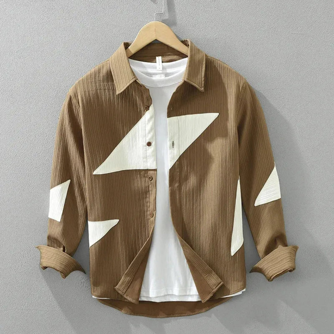 Mens Cotton Long Sleeve Shirt With Breathable Comfort And Geometric Design For Men