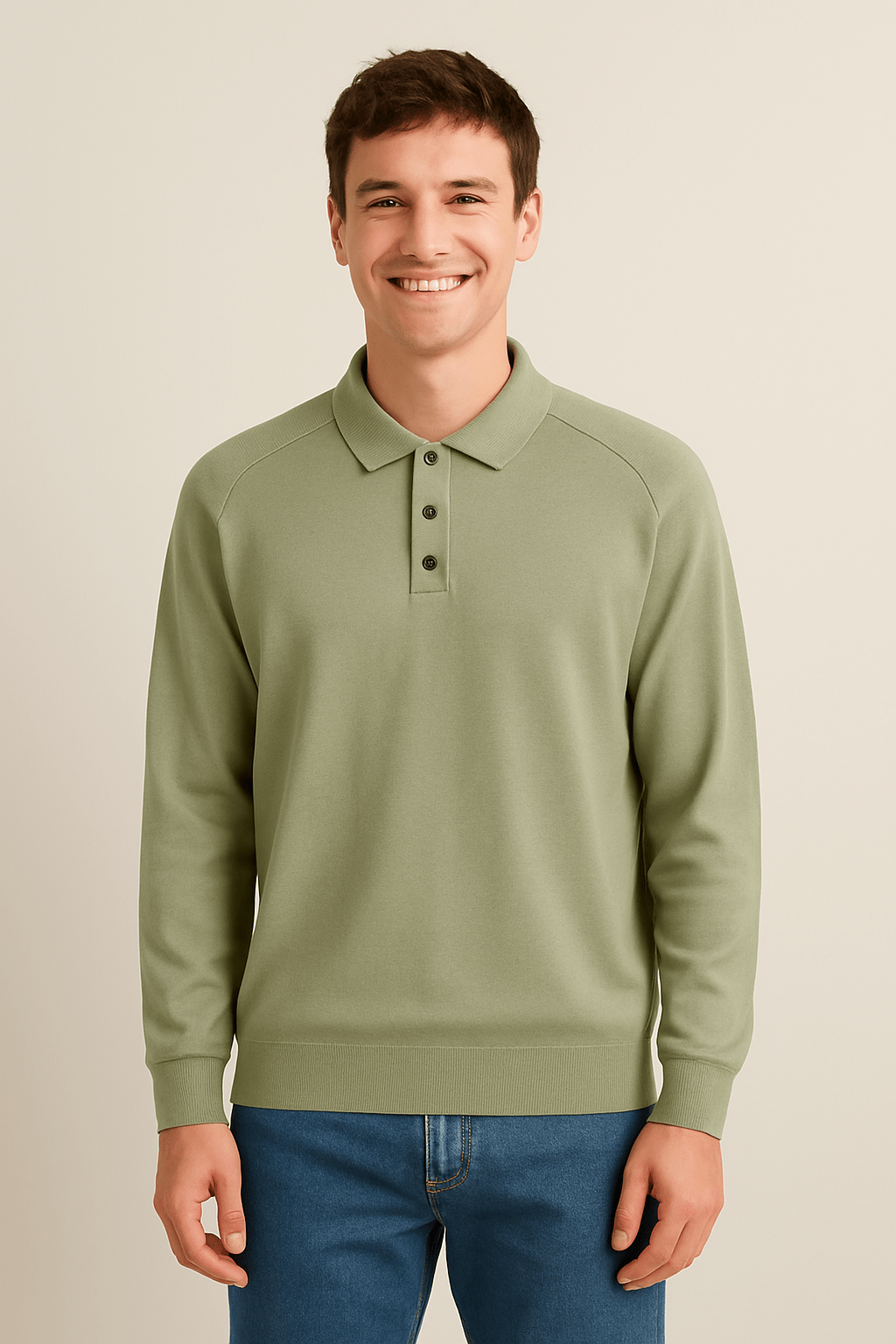 Long Sleeve Polo Shirt Fine Knit Elegant Comfort For Professionals Office And Everyday Wear