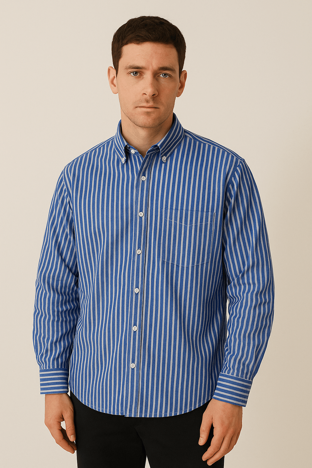Striped Long Sleeve Shirt For Office And Casual Wear Soft Lightweight Fabric Comfort Fit