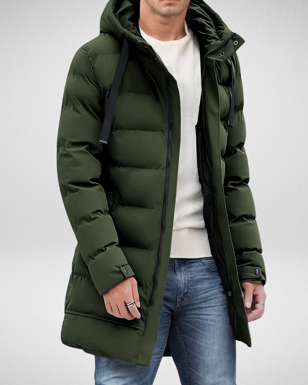 Men's Long Padded Winter Jacket Waterproof For Cold Weather With Superior Warmth And Comfort