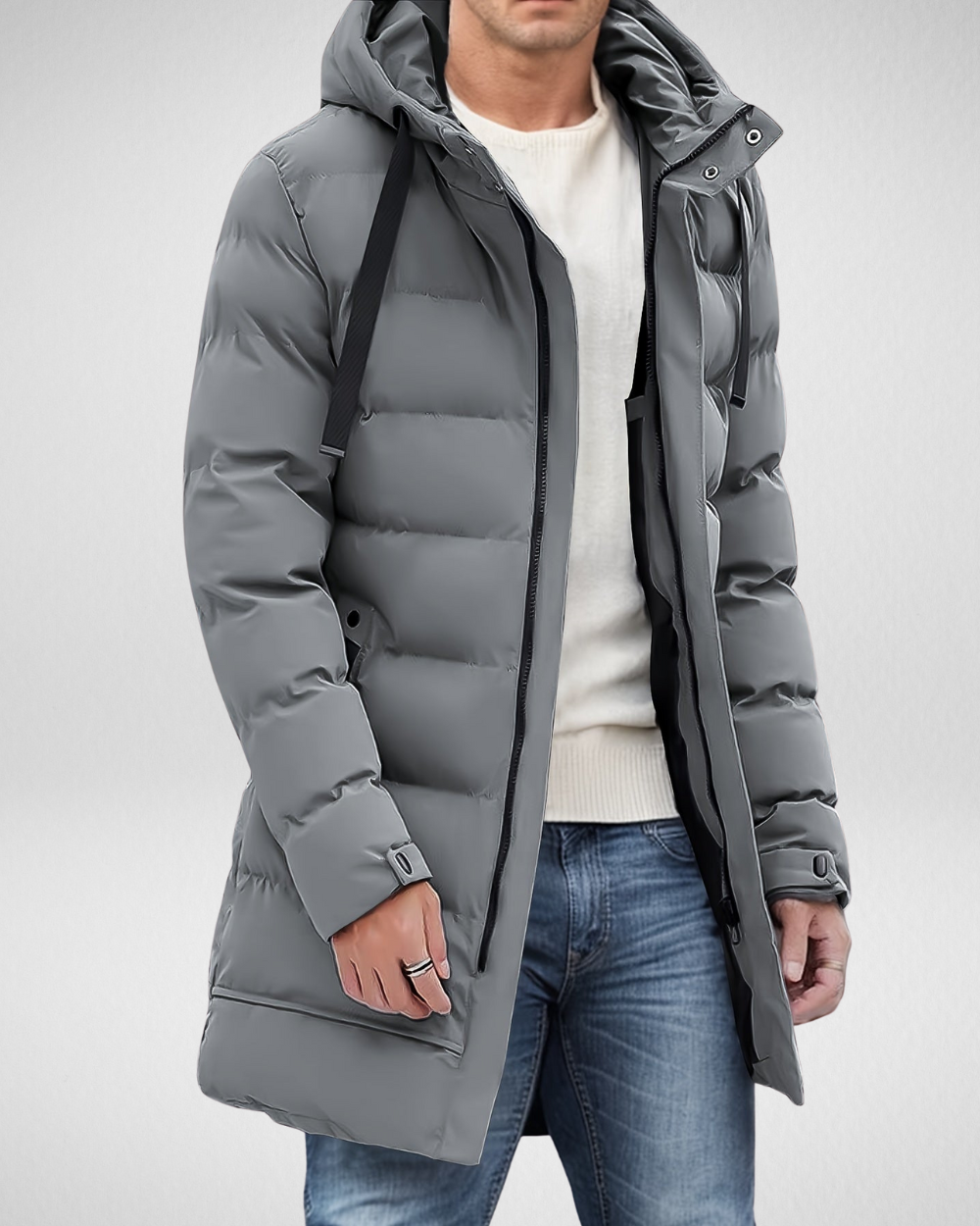 Men's Long Padded Winter Jacket Waterproof For Cold Weather With Superior Warmth And Comfort