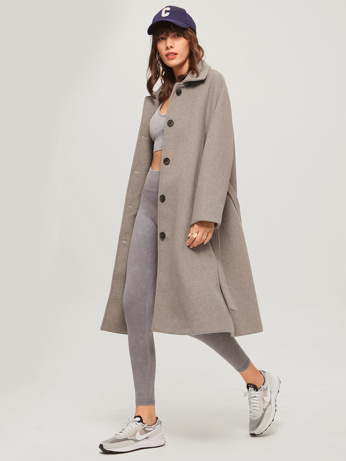 Long Wool Coat For Women With Brushed Wool Warmth And Adjustable Belt For Flattering Fit