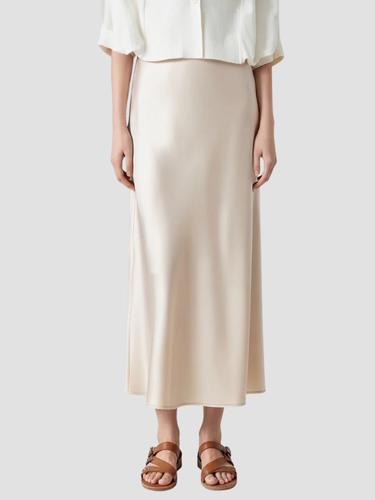 Long Satin Skirt For Women Flowing Satin With Elastic Waistband Versatile Elegant Everyday