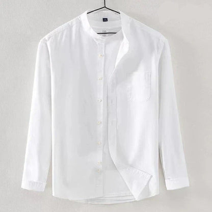 Max Linen High Collar Men Shirt For Modern Style Breathable Comfort And Handy Pockets