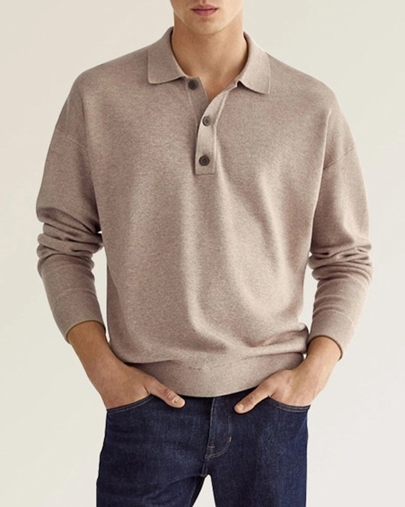 Casual men's long-sleeve shirt with button-down collar