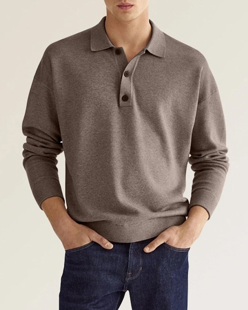 Casual men's long-sleeve shirt with button-down collar