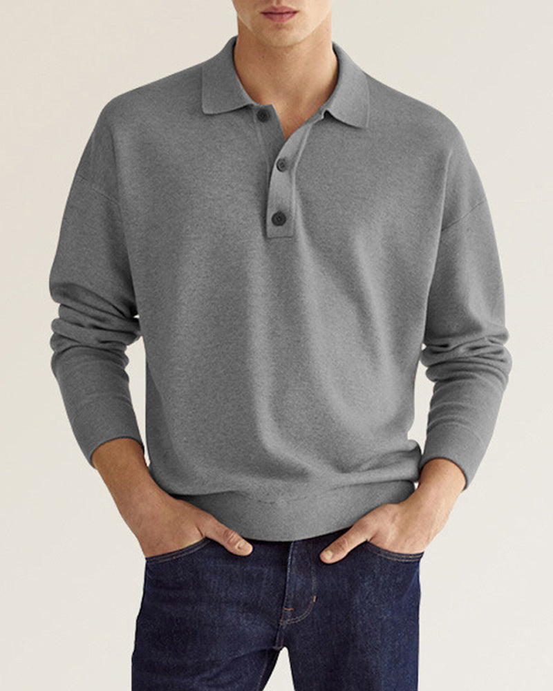 Casual men's long-sleeve shirt with button-down collar
