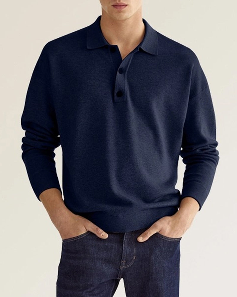 Casual men's long-sleeve shirt with button-down collar