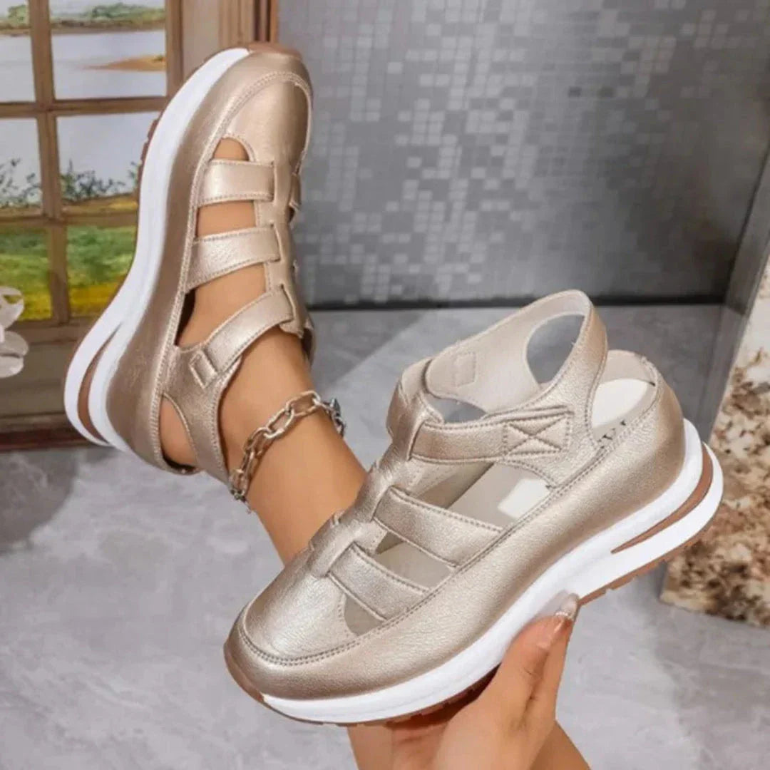 Lauren Cut-Out Platform Faux Leather Sandals
